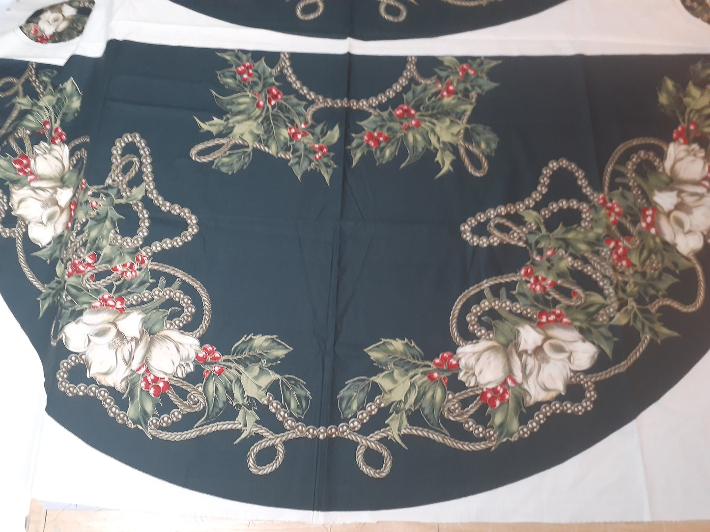 Sewing Required, Magnolia Tree skirt, Designed for R.E.D, D#0068, 2 Panel set, set makes 1 Tree skirt and 2 Ornaments