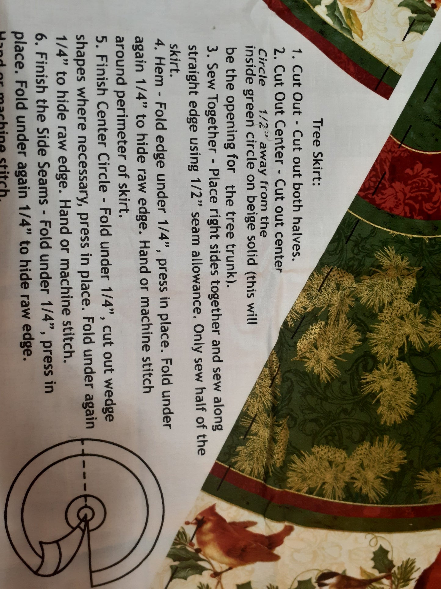 Elizabeth Brown Designs – Cardinals & Chickadees Tree Skirt Panel