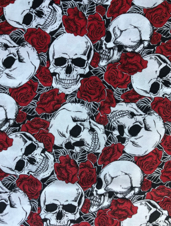 Skulls and Red roses packed 44"