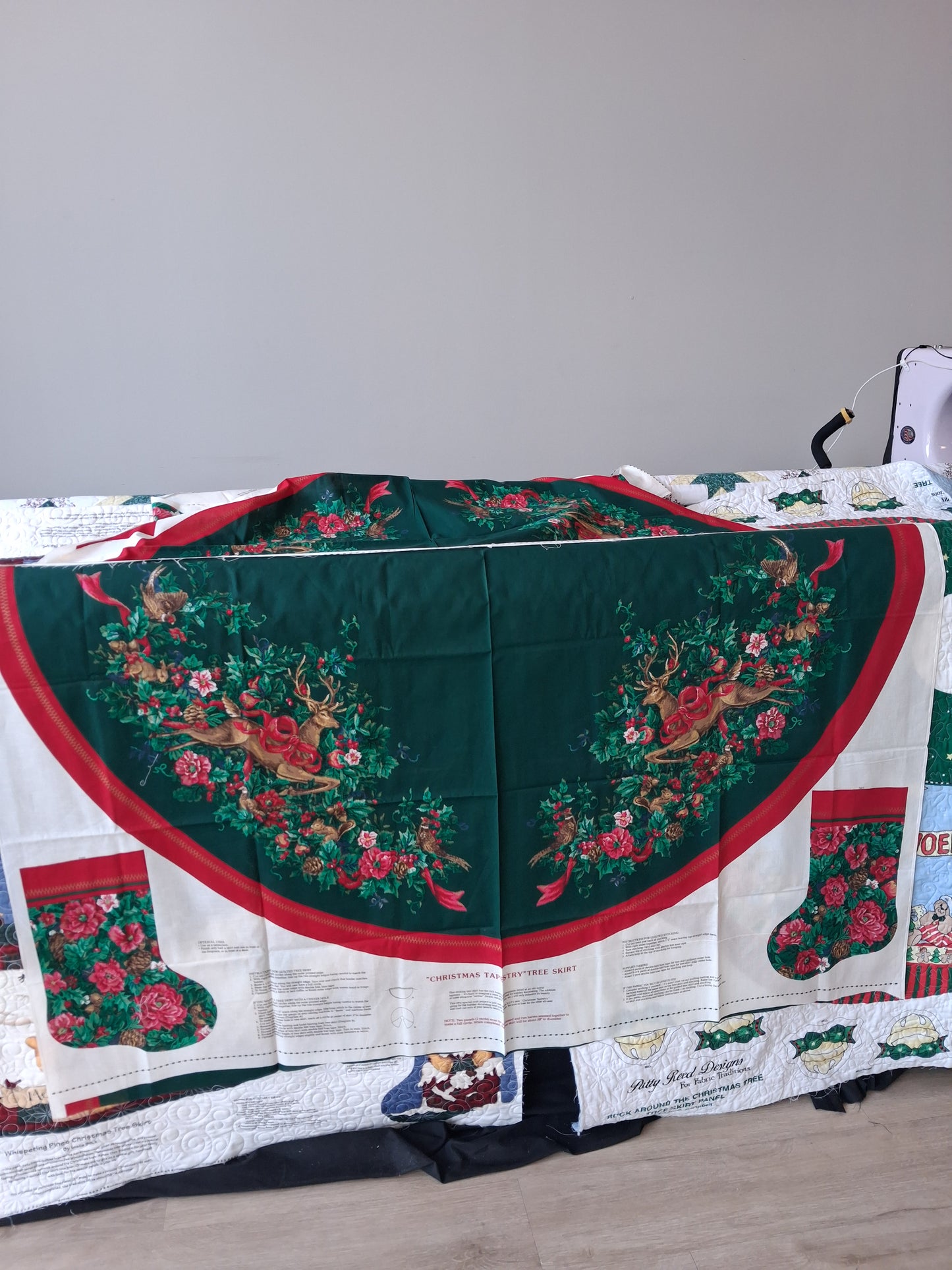 Christmas Tapestry Tree Skirt Fabric Panel Set – 57" Finished Size