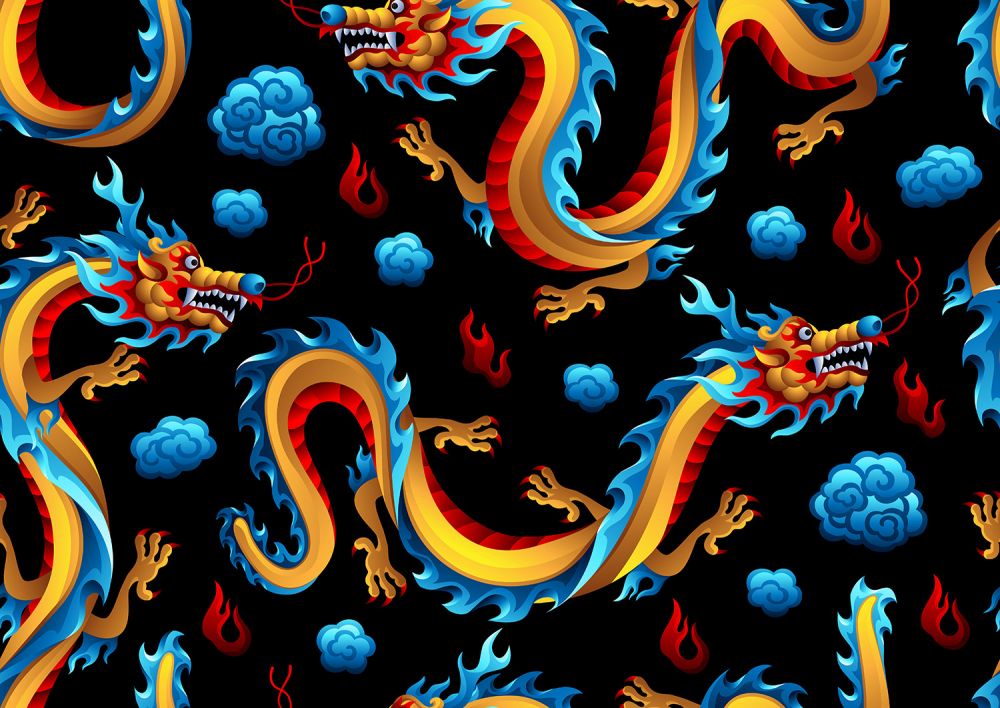 Dancing Dragons Allover Digital