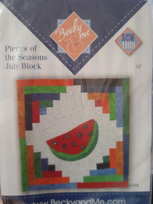 Becky & me Pieces of the season July Block 16" Pillow or Hanging