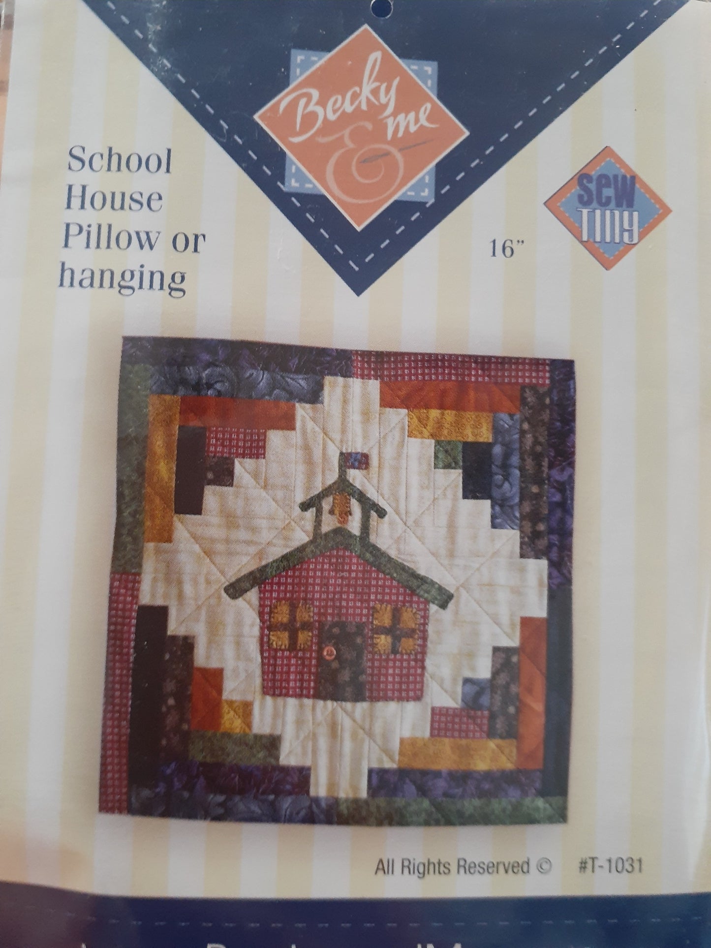 School House – 16" Pillow or Wall Hanging Pattern by Becky & Me