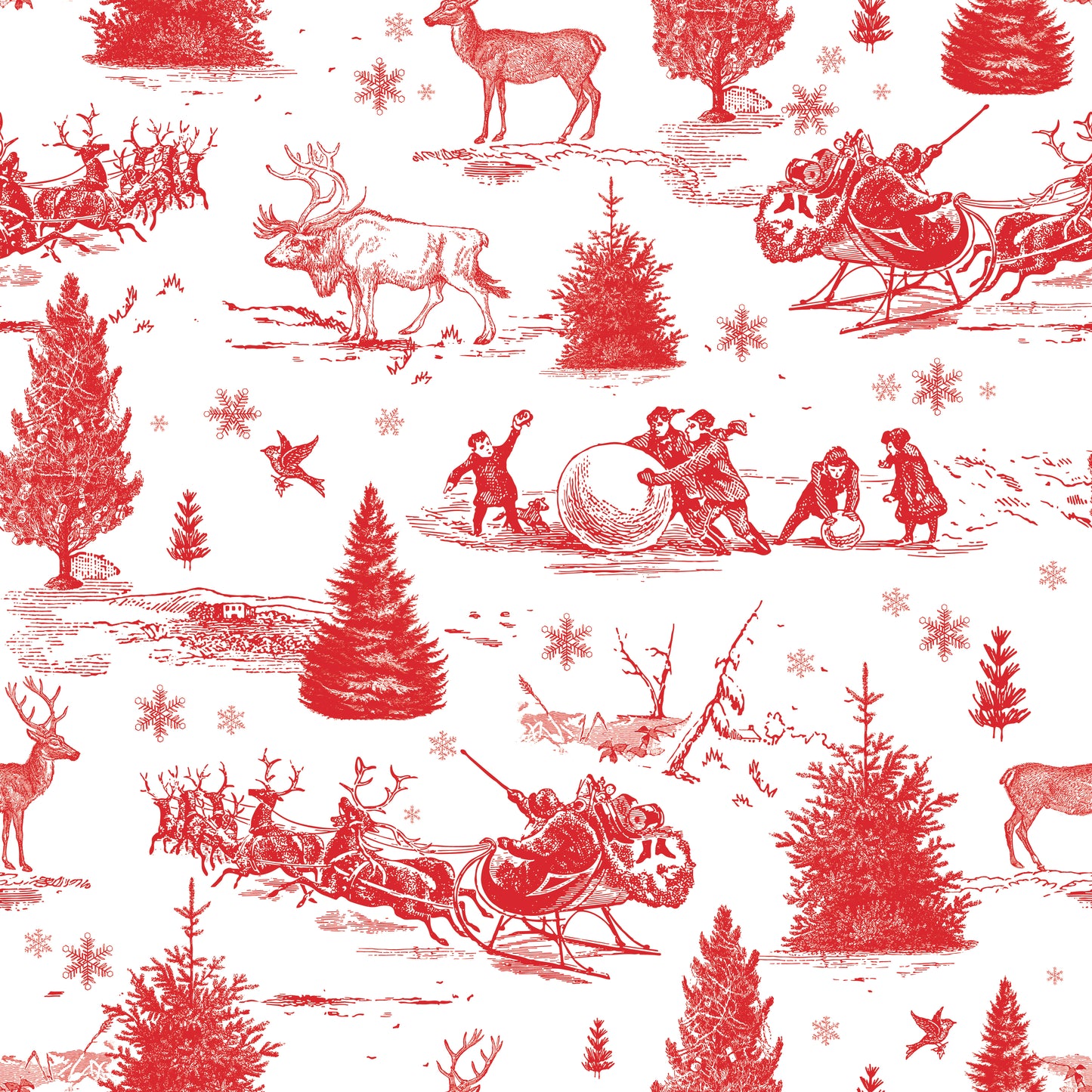 Wide Back Peace on Earth Christmas Scene White 3-Yard Package