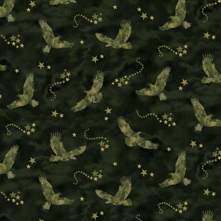 Dark Green Eagles & Stars w/Glitter