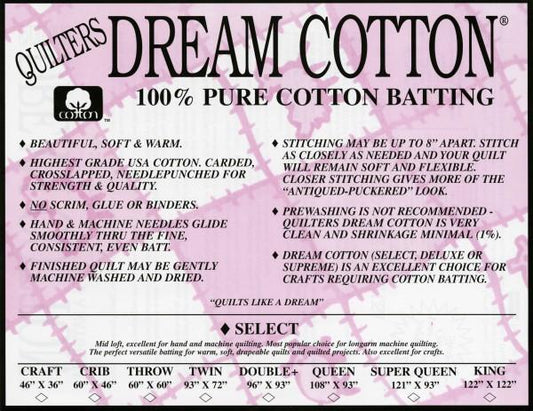 Natural cotton select queen 93" by the yard