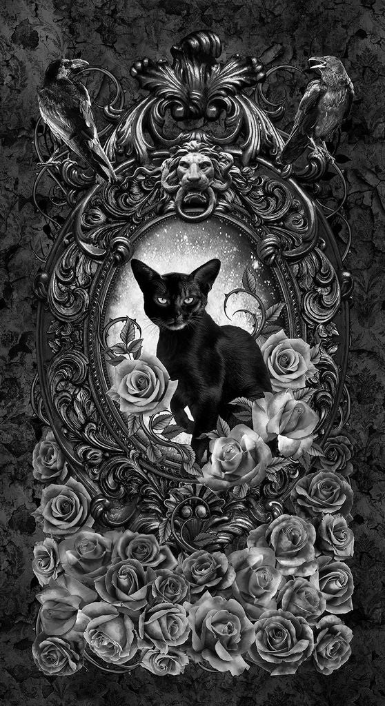 TIMELESS TREASURES PANEL-CD2097 BLACK Wicked cat