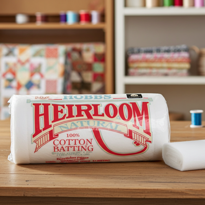 Batting Heirloom Natural Unbleached Cotton with Scrim 90in x 108in