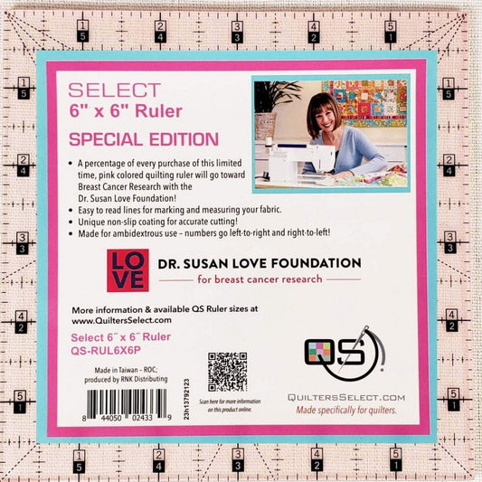 QS QUILTING RULER 6" x 6" PINK