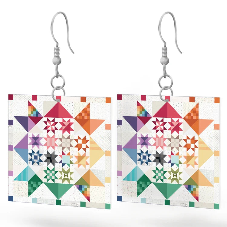 Leather Square Earrings Shine Together