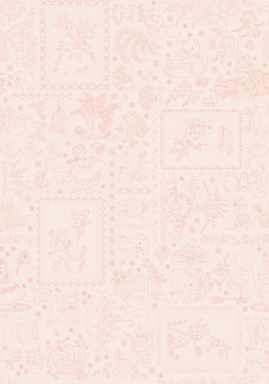 Wide Back Granny Chic Vintage Embroidery Coral 3 Yard package