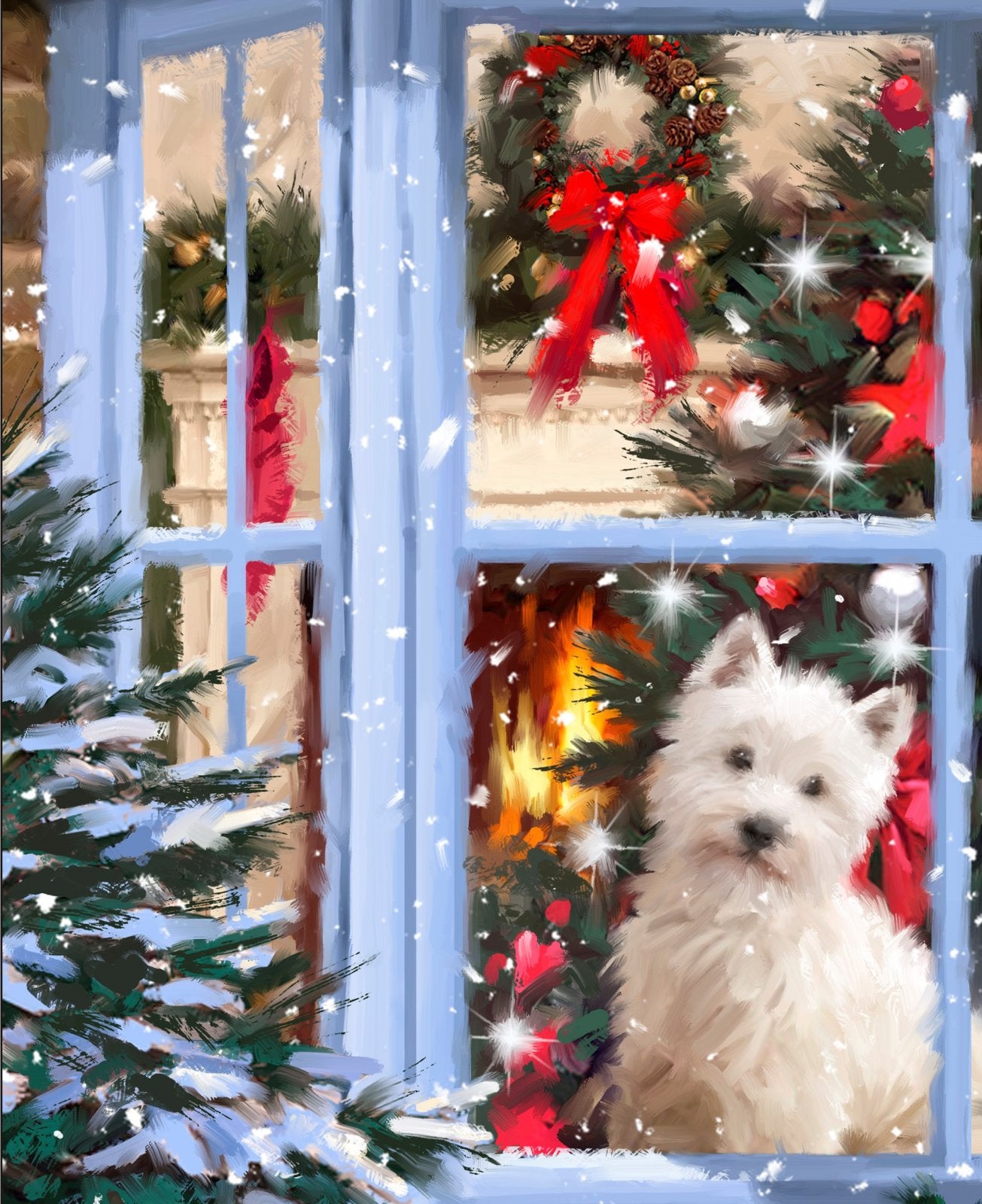 Dog at Window Panel