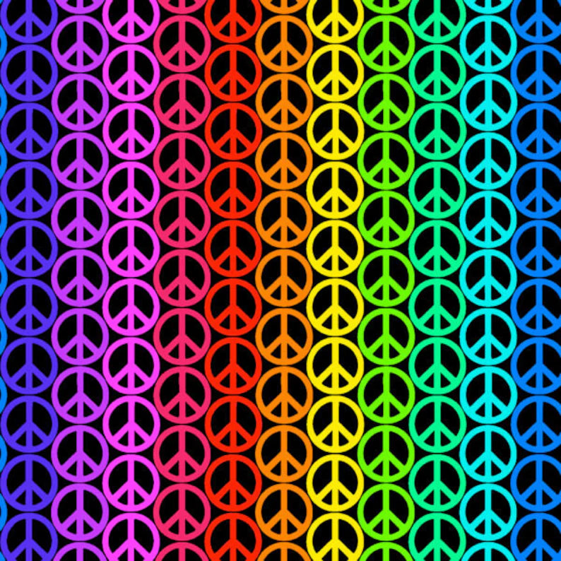 Rainbow Peace Signs on Black