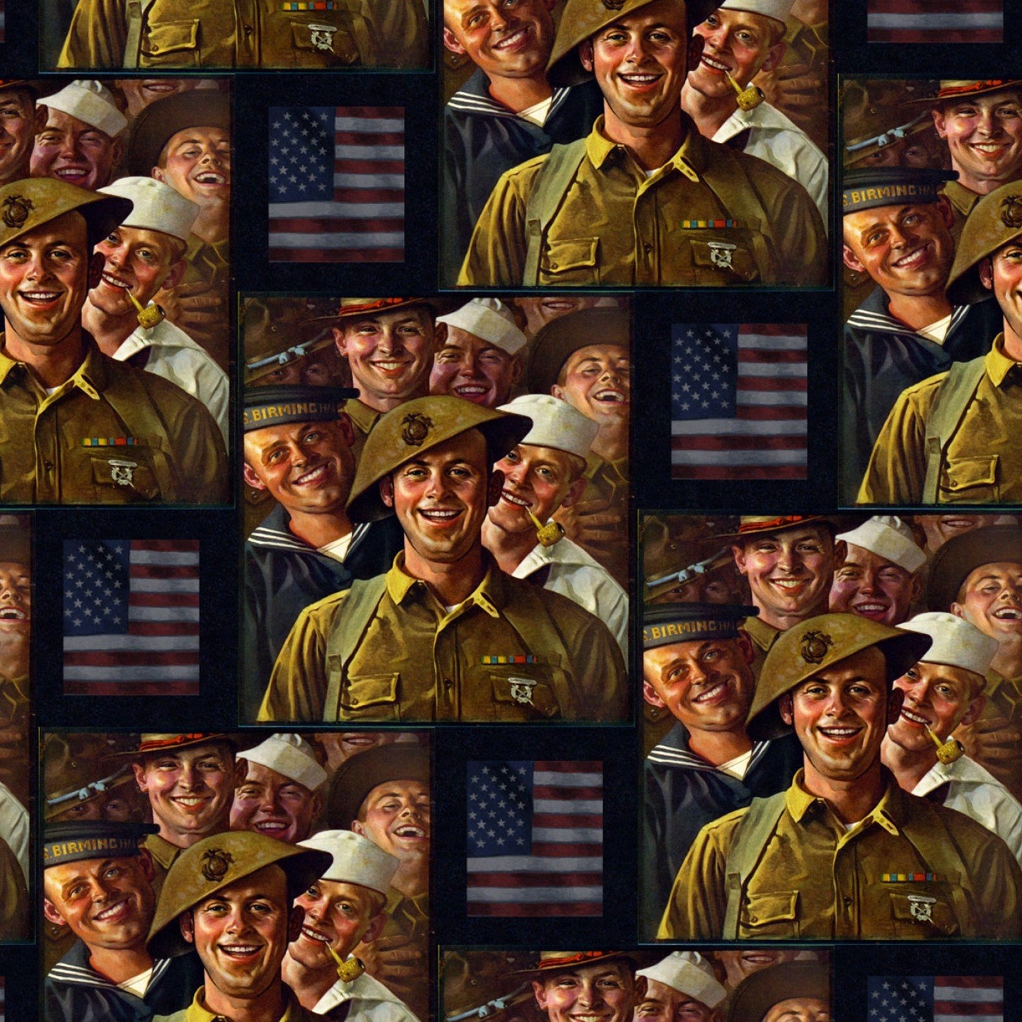 Norman Rockwell Classics NR-0008-1C-1 Multi - Soldiers Faces Allover
