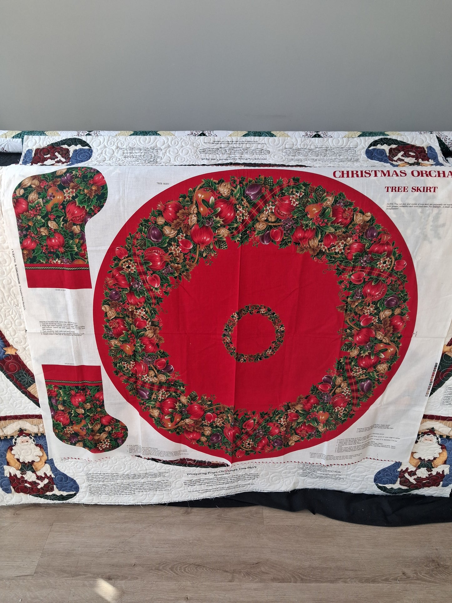 Christmas Orchard Tree Skirt Fabric Panel – VIP Print by Joan Messmore