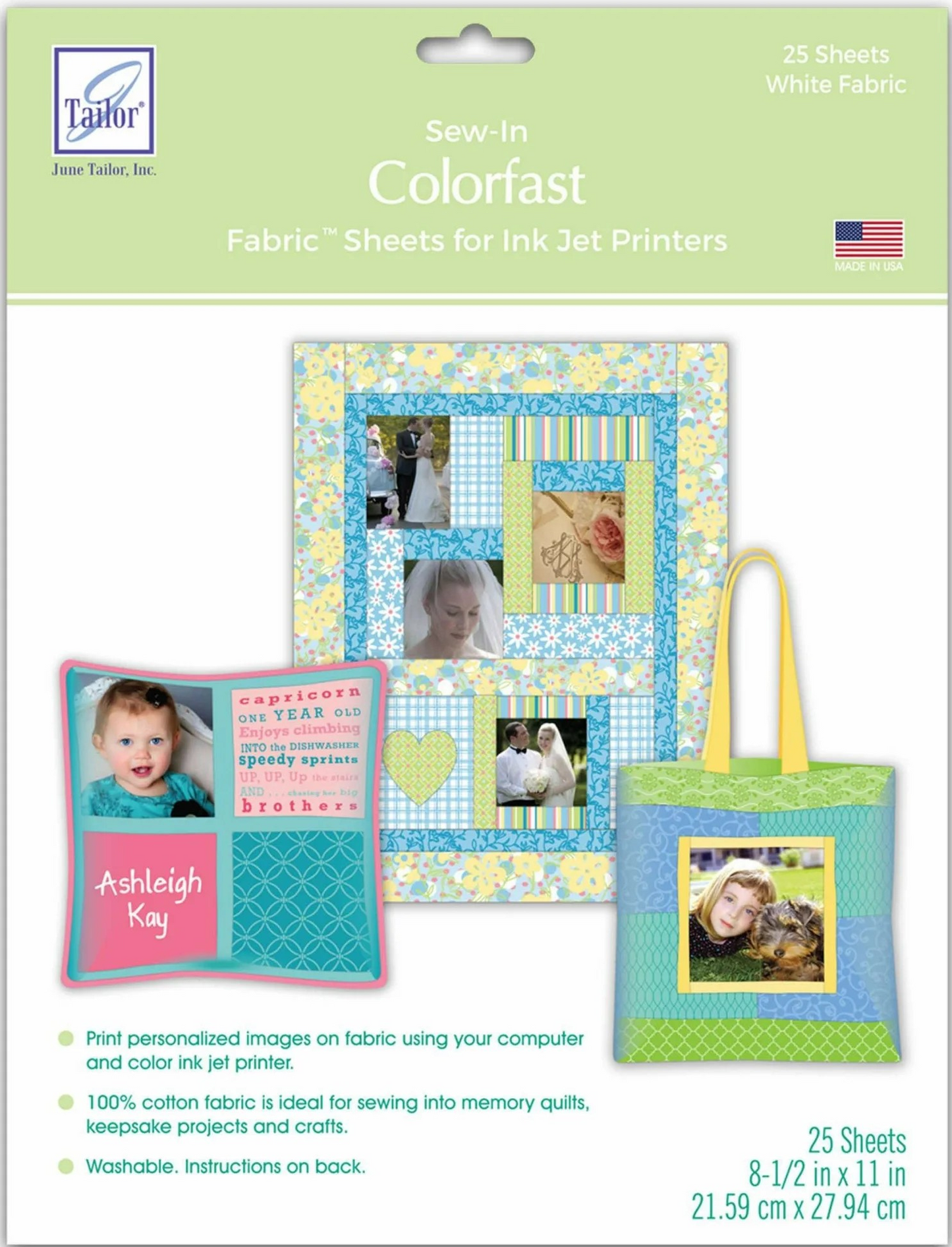 June Tailor Colorfast Sew‑In Fabric Sheets – 25‑Sheet Pack
